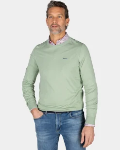 Grüner Pullover mit Rundhalsausschnitt