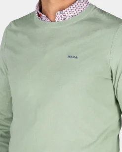 Grüner Pullover mit Rundhalsausschnitt