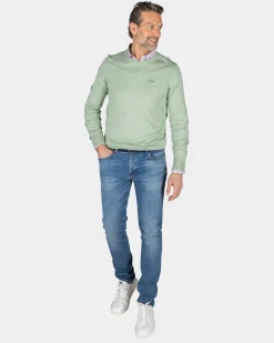 Grüner Pullover mit Rundhalsausschnitt