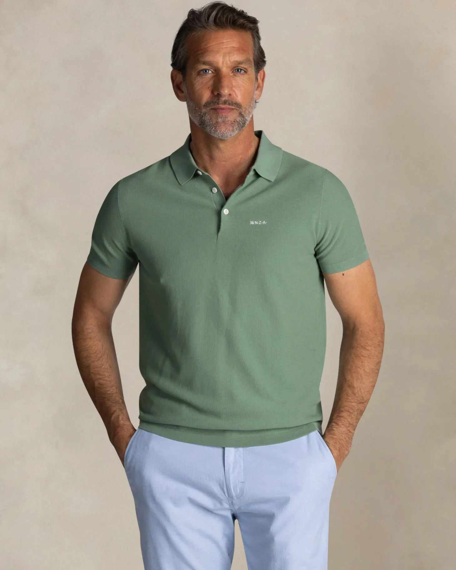 Grünes Baumwoll-Poloshirt