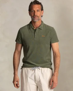 Grünes Frottee-Poloshirt