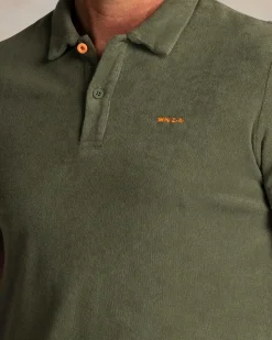 Grünes Frottee-Poloshirt