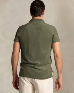 Grünes Frottee-Poloshirt