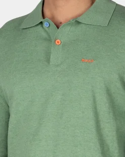 Grünes Langarm-Poloshirt