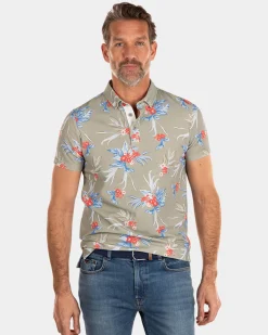 Grünes Polo mit Blumendruck - Misty Army