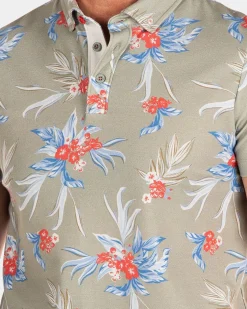 Grünes Polo mit Blumendruck - Misty Army