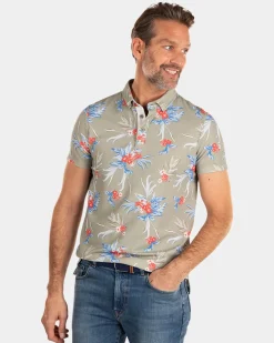 Grünes Polo mit Blumendruck - Misty Army