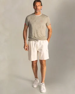 Grünes T-Shirt mit Rundhalsausschnitt und Blattmuster