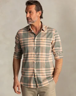 Grün-orange kariertes Hemd mit kurzen Ärmeln