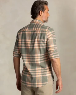 Grün-orange kariertes Hemd mit kurzen Ärmeln