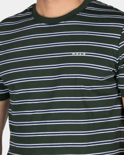 Grün-weiß gestreiftes Baumwoll-T-Shirt