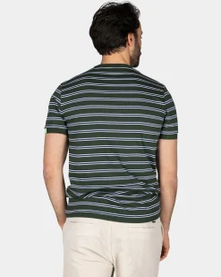 Grün-weiß gestreiftes Baumwoll-T-Shirt