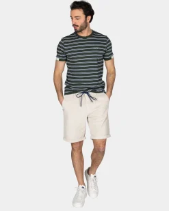 Grün-weiß gestreiftes Baumwoll-T-Shirt