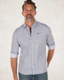 Hellblau bedrucktes Baumwollhemd