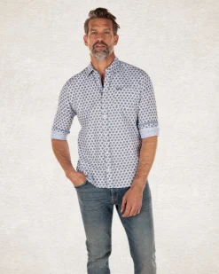 Hellblau bedrucktes Baumwollhemd