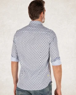 Hellblau bedrucktes Baumwollhemd