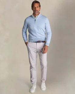 Hellblaue Baumwollstrickjacke mit halbem Reißverschluss