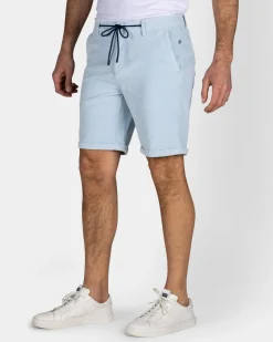 Hellblaue kurze Hose aus Rippenstoff