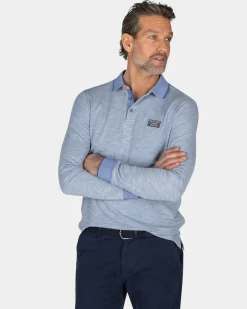 Hellblaue Langarmpolo