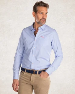 Hellblaues Baumwollhemd mit langen Ärmeln - liGht Blue