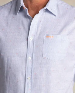 Hellblaues Hemd aus Baumwolle und Leinen