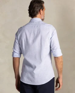 Hellblaues Hemd aus Baumwolle und Leinen