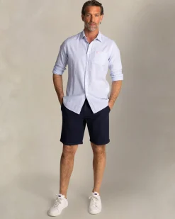 Hellblaues Hemd aus Baumwolle und Leinen