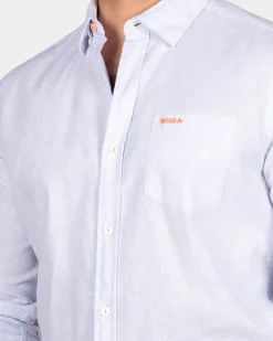 Hellblaues Leinenhemd mit Stretch - Light Sky