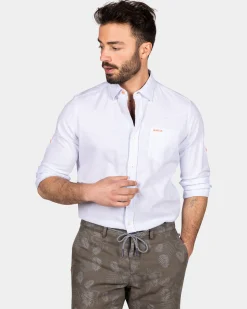 Hellblaues Leinenhemd mit Stretch - Light Sky