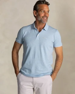 Hellblaues Polohemd aus Baumwollstretch