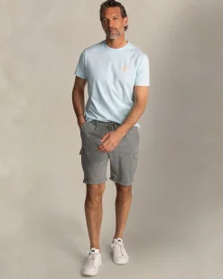 Hellblaues unifarbenes Baumwoll-T-Shirt mit Rundhalsausschnitt