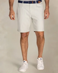 Hellgrüne Chino-Shorts aus Baumwolle, Leinen und Tencel