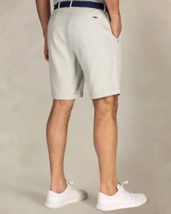 Hellgrüne Chino-Shorts aus Baumwolle, Leinen und Tencel