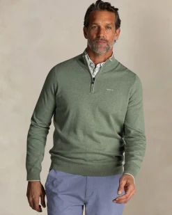 Hellgrüner Baumwoll-Halbzipper