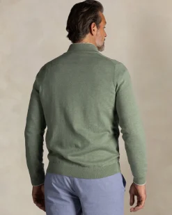 Hellgrüner Baumwoll-Halbzipper