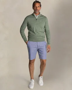 Hellgrüner Baumwoll-Halbzipper