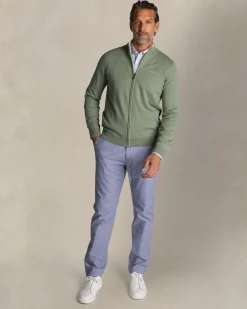 Hellgrüner Baumwollstrick mit halbem Reißverschluss