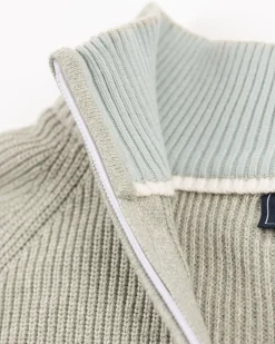 Hellgrüner Strickpullover mit halbem Reiﾧverschluss - Sage