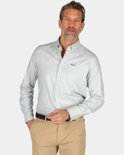 Hellgrünes einfarbiges Baumwollhemd