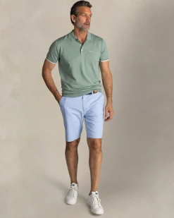 Hellgrünes gestricktes Poloshirt