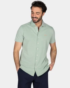 Hellgrünes Hemd mit kurzen Ärmeln