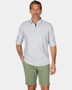 Hellgrünes Leinenhemd mit Elasthan