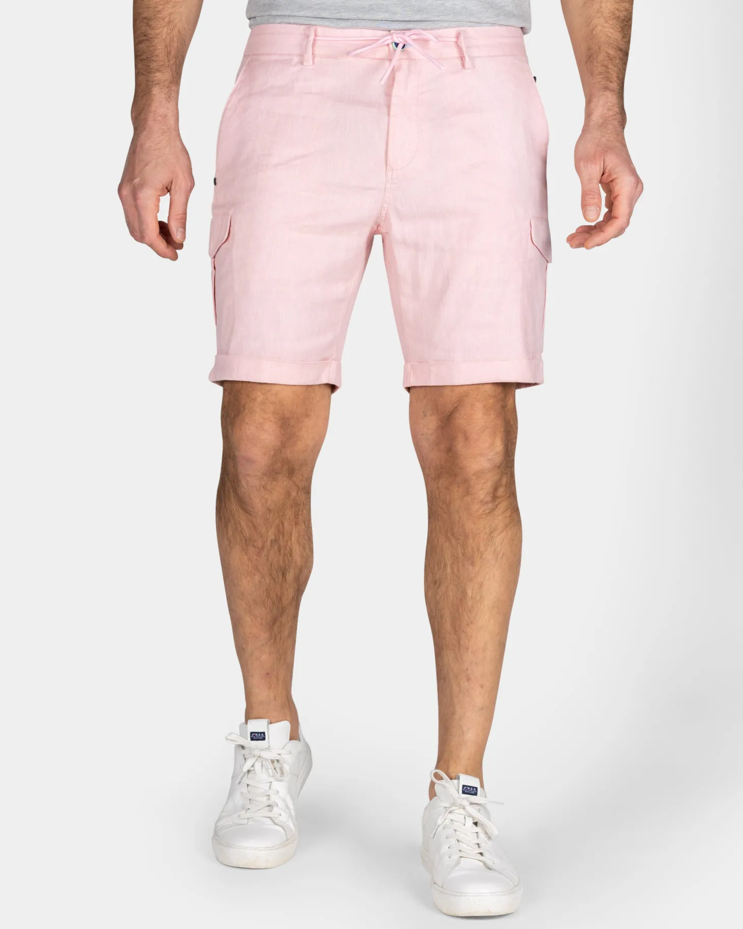 Hellrosa Leinen-Chino-Shorts