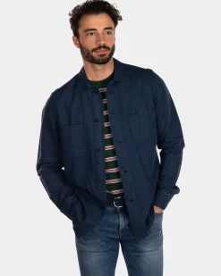 Hemd aus Baumwollleinen - Key Navy