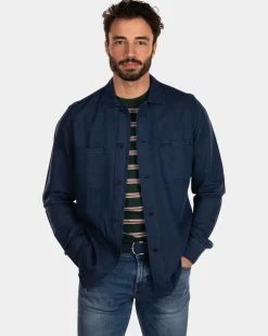 Hemd aus Baumwollleinen - Key Navy