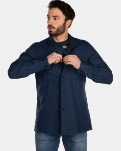 Hemd aus Baumwollleinen - Key Navy