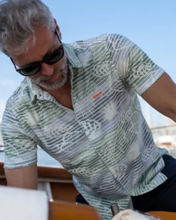 Hemd mit kurzen Ärmeln und Blumendruck in Armeegrün - High Summer Army