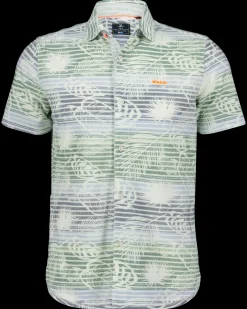 Hemd mit kurzen Ärmeln und Blumendruck in Armeegrün - High Summer Army