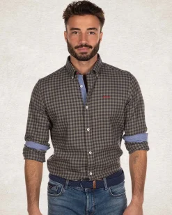 Kariertes Baumwollflanellhemd – Army Ground