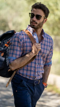 Kariertes blau-rosa Hemd - Dusk Navy